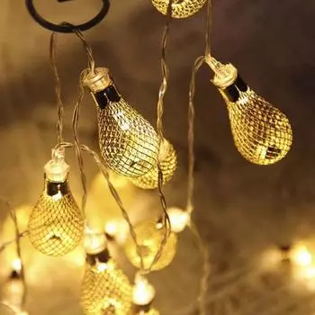 20 светодиодных батарей, светодиодные гирлянды, металлические капельные гирлянды, патио, свадьба, рождественский свет белый