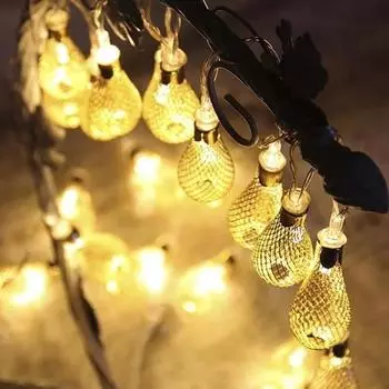 20 светодиодов, аккумуляторная батарея, светодиодная гирлянда, светодиодная металлическая капельная гирлянда, патио, свадебная вечеринка, рождественские огни, спальня, свадебное украшение b