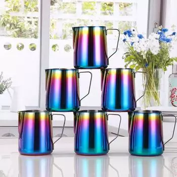 20 унций цветной кувшин из нержавеющей стали для вспенивания молока, чашка-цветок, эспрессо, капучино, кувшин для вспенивания молока, кружка, кофейный инструмент