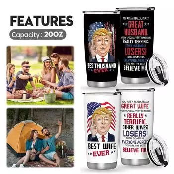 20 унций Trump вакуумная термокружка 304 нержавеющая сталь Дональд Трамп термокружка для кемпинга на открытом воздухе рыбалки 20oz чёрный