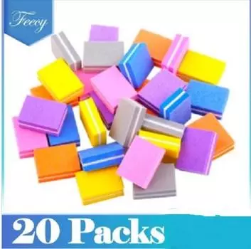 20 упаковок, 1000 шт., двусторонние мини-пилочки для ногтей, красочные губки для лака для ногтей, шлифовальные буферные полоски, инструменты для полировки маникюра