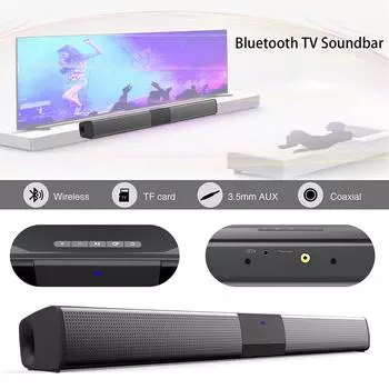 20 Вт Беспроводная Bluetooth-саундбар Стереодинамики Домашний кинотеатр Аудио ТВ Саундбар Колонка объемного звука Двойной сабвуфер BS28D Speaker чёрный