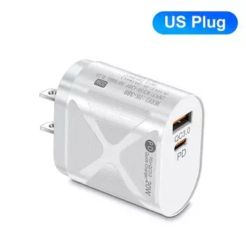 20 Вт быстрое зарядное устройство USB C PD QC 3.0 универсальное зарядное устройство для iPhone Samsung Android - портативное, компактное, сертифицированное безопасное US White