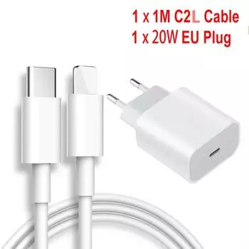 20 Вт PD зарядные устройства USB C Type C высокоскоростная быстрая зарядка для Xiaomi 14 Samsung Iphone 13 15 Pro Max мобильный телефон настенный адаптер EU Plug With Cable