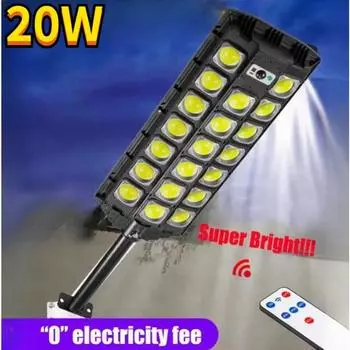 20 Вт уличный светильник на солнечной энергии с датчиком движения, светодиодный прожектор на солнечных батареях, наружное 3-режимное освещение, водонепроницаемый светильник COB IP66 для двора W7100B-3-10W