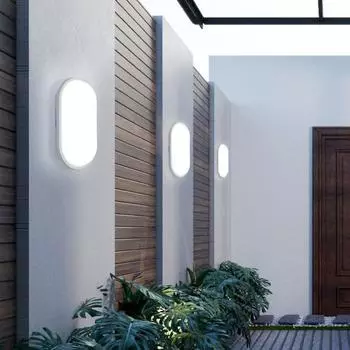 20 Вт уличный светодиодный настенный светильник для сада, крыльца, овальный бра, крепление на поверхность, освещение для ванной комнаты, влагостойкий потолочный светильник AC175-265 В чёрный