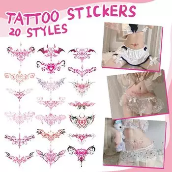 20 водонепроницаемых наклеек для личных татуировок на талии и животе One Size белый