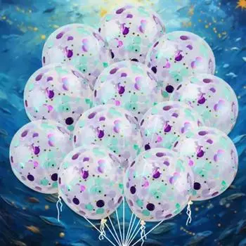 20 воздушных шаров с конфетти в виде русалки, прозрачные воздушные шары 30,4 см/12 дюймов, подходят для украшения дня рождения русалки, подарка невесте в виде ленты, свадьбы 20PC