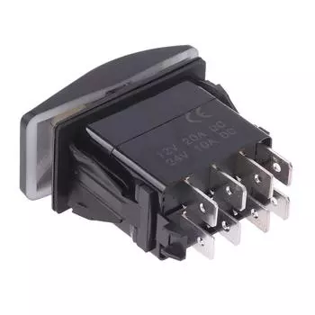 20A12V переключатель лодочного типа для переключения между дальним и ближним светом, для автомобилей, яхт, автобусов и автобусных модификаций чёрный