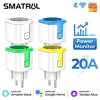 20a/16a Tuya Wi-Fi EU умная розетка 220 В монитор мощности беспроводная розетка дистанционный таймер электрическое управление для Google Home Alexa 16A белый