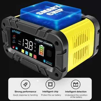 20A High Power 12V 24V For Motorcycle SUV Truck Smart Car Battery Charger Pulse Repair Battery Charging Intelligent LED Display