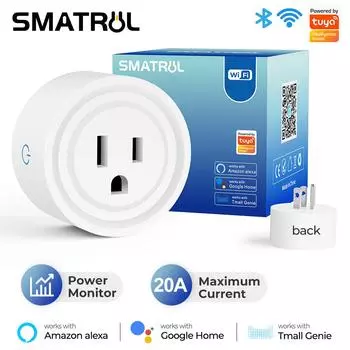 20a Tuya Smart Wi-Fi Plug Us Беспроводная розетка управления с функцией таймера мониторинга энергии работает с Alexa Google Home 10A US plug 1pc