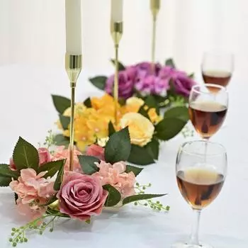 20CM Candle Rings Candlestick Wreath European Artificial Rose Wreath Christmas Decoration Window Props Table Wedding Arrangement 20cm