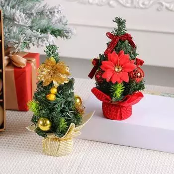 20cm Mini Christmas Tree Christmas Decoration For Home Desktop Bedroom Party Decorations Children DIY Handicraft New Year Gift красный