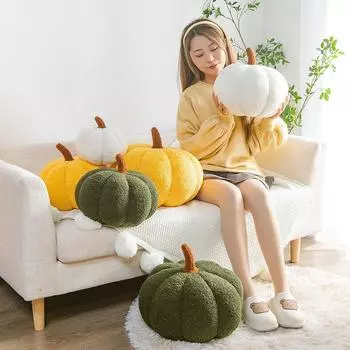 20cm Pumpkin Plush Pillow Living Room Bedroom Decoration Window Pillow Sofa Cushion Pumpkin Pillow Halloween Decoration Gifts зелёный
