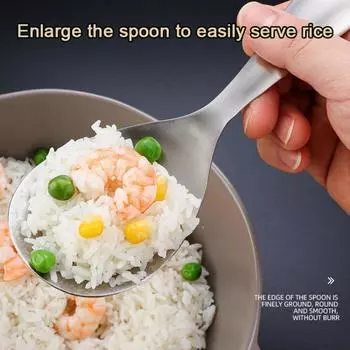 20cm Stainless Steel Rice Spoon Large Capacity Rice Paddle Deepen Thicken Soup Spoon Dinnerware Kitchen Cooking Tools Tableware