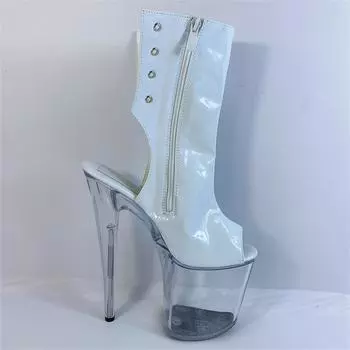 20Cm summer round head rattlesnake pattern white transparent sole women s short tube fish mouth boots are waterproof when the table is low 34 белый