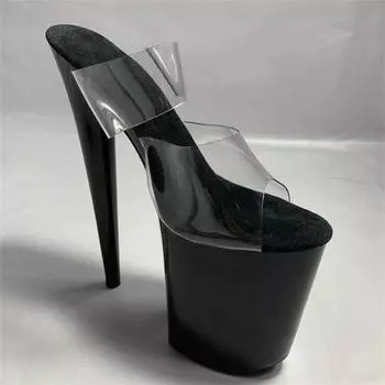 20Cm summer super high heel sandals thin heel waterproof table one-word buckle nude fashion transparent belt 34 белый