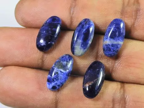 20Cts. Натуральный синий содалит овальный кабошон россыпью драгоценный камень 05 шт. лот 08X16MM RQ-1976