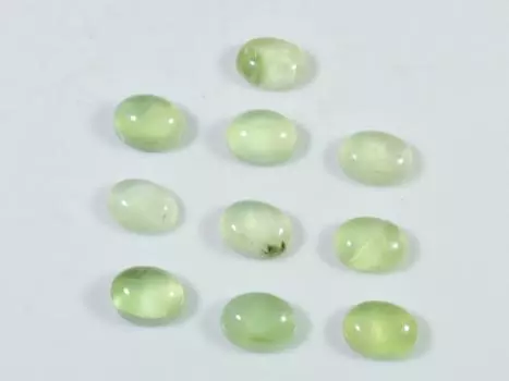 20Cts. Натуральный зеленый пренит овальный кабошон россыпью драгоценный камень 10 шт. лот 6X8MM RQ-1936