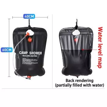 20L outdoor camping shower bag can heat up the internal water save energy and promote health Foldable outdoor shower product чёрный