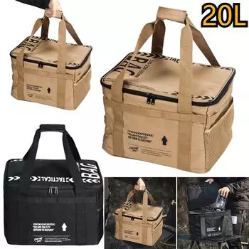 20L Picnic Bag Cookware Storage Bag Outdoor Camping Gas Stove Organizer Handbag Large Capacity Storage Bag Camping Picnic Tool хаки
