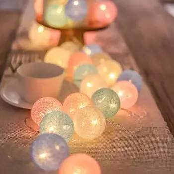 20LED Cotton Ball String Lights 2M Garland Ball Fairy Light String for Holiday Wedding Xmas Party Decoration Home Christmas Lamp By USB светло-синий