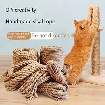 20M 50M DIY Cat Scratching Post Natural Sisal Rope Cat Scratcher Rope For Cats Sharpen Claw Cat Scratcher Kitten Toys Cat Supply 20M