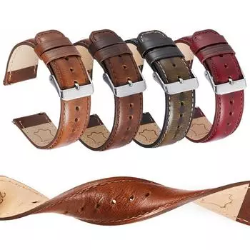20 мм/22 мм кожаный ремешок для часов, замена регулируемых пряжек, винтажный ремешок для часов «сделай сам», аксессуары 20mm