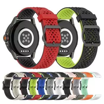 20MM 22MM Универсальный двухцветный ремешок для Huawei Watch GT GT2 GT3 жидкий силиконовый дышащий ремешок с отверстиями для Honor Watch SE 4Pro G 20mm чёрный/белый