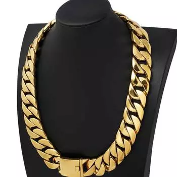 20Mm European and American titanium steel casting necklace men s rough color new large hip-hop stainless steel