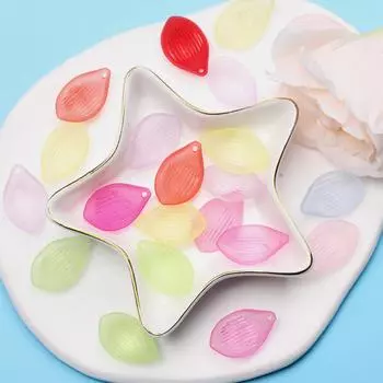 20Pcs 16*25mm Exquisite Translucent Lotus Leaf Scattered Acrylic Beads for DIY Handmade Flower Bundle Headwear Jewelry Accessory красный