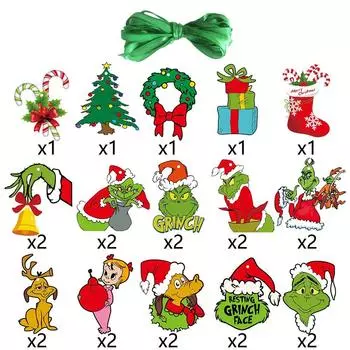 20pcs/25pcs/30pcsDecorate The Christmas Party with Grinch Pendants and Decorations and Set Up The Winter Christmas Tree with Green-haired Monster Tags