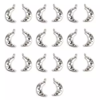 20pcs Antique Silver Moon Charms Pendants