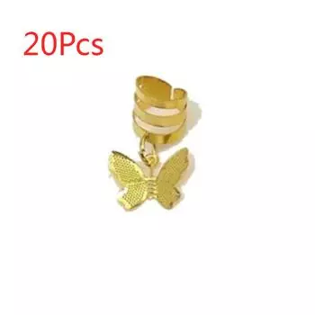 20Pcs Butterfly Hollow Out Hair Ring Dread Locks Metal Cuff Clips Dreadlocks Beads Headwear Hair Braiding Hair Braid Tubes