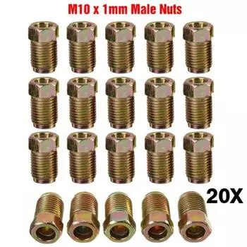 20pcs Car Brake Lines Fittings Nuts Male Metric Iron Plating Zinc End Union For 3/16 Tubes Inverted Flares Accessories Kits CHINA