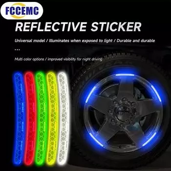 20Pcs Car Tire Rim Reflective Sticker Night Safety Warning Strip Motorcycle Bike Auto Wheel Hub Reflector Stickers Decals