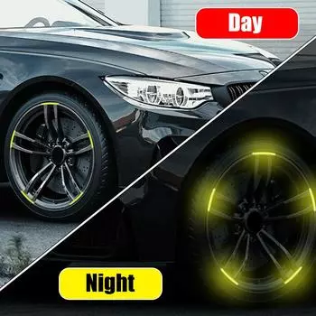 20Pcs Car Wheel Hub Reflective Sticker Tire Rim Reflective Strips Luminous Sticker for Night Driving Universal Car Accessories белый
