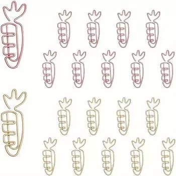 20pcs Carrot Shape Paper Clips, Rose Gold and Gold Funny Cute Paperclips Bookmarks Planner Clips for School Office Supplies A