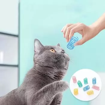 20pcs Cat Spring Toys Plastic Colorful Coil Spiral Springs Cat Toy Kitten Playing Interactive Toys Pet Accessories Set Favor Toy