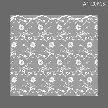 20Pcs Clear Flower Wrapping Paper Lace Flower Packaging Paper Waterproof Transparent Gift Bouquet Decorative Packing Supplies