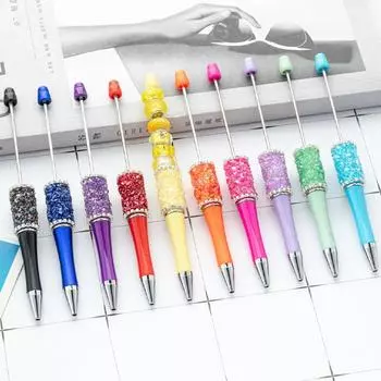 20Pcs Crystal Crushed DiamondsBead Pen Wholesale Creative DIY Handmade Sticker Set Diamond Beaded Ballpoint Pens