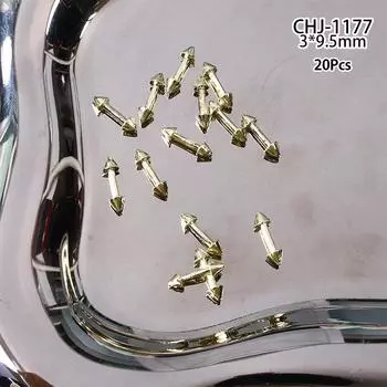 20Pcs Design Punk Style Nail Parts Alloy Studs Gold Silver Curve Arrow Rivet Decoration Nails Art Accessories Nail Charms