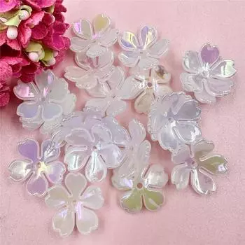 20Pcs DIY Findings Acrylic Loose Beads Handcrafted Colorful Flowers for Jewelry Making Beading Neclace Bracelet Accessories about 18mm 20pcs розовый