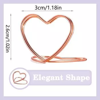 20pcs Double Heart Shape Metal Memo Holder Table Placecard Holder Photo Clip Card Stand Wedding Birthday Party Home Decoration розового золота