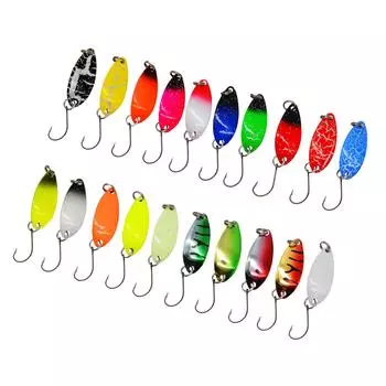 20Pcs Fishing Spoons Lures Sequins Baits Casting Fishing Lures Baits Fishing Lures Spinner Baits Metal Spoon Fish Lures A