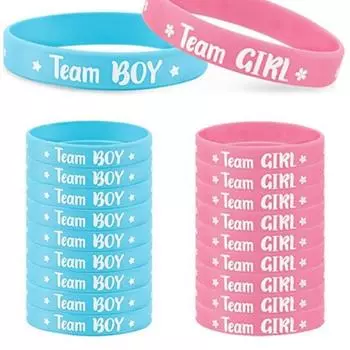 20pcs Flat Printed Team Bride Bracelet Silicone Team Boy Girl Wristband Baby Shower Decoration 20pcs