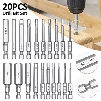 20PCS Hexagonal Head Hexagon Wrench Drill Bit Set Electric Drill Bit Screwdriver Set Suitable for Electric Drill