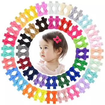 20Pcs/lot Ribbon Mini Hair Bows Clips for Baby Girls Toddlers Kids Hairpins Headwear Children Hair Accessories