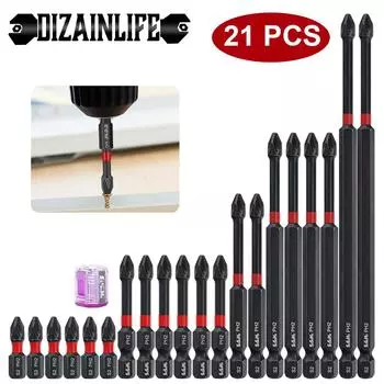 20pcs Magnetic Screwdriver Bit Set Non-Slip Impact Batch Head Cross Electric Drill Screw Driver Head Kit Screwdriver with Box